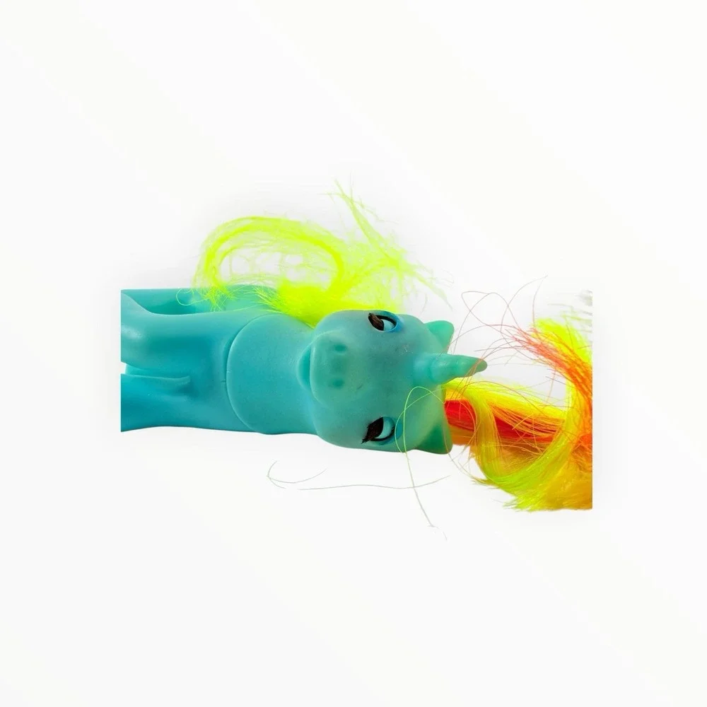 Vintage G1 My Little Pony BBE Baby Ribbon Blue Yellow Orange Hasbro‎ 1985 Flaws